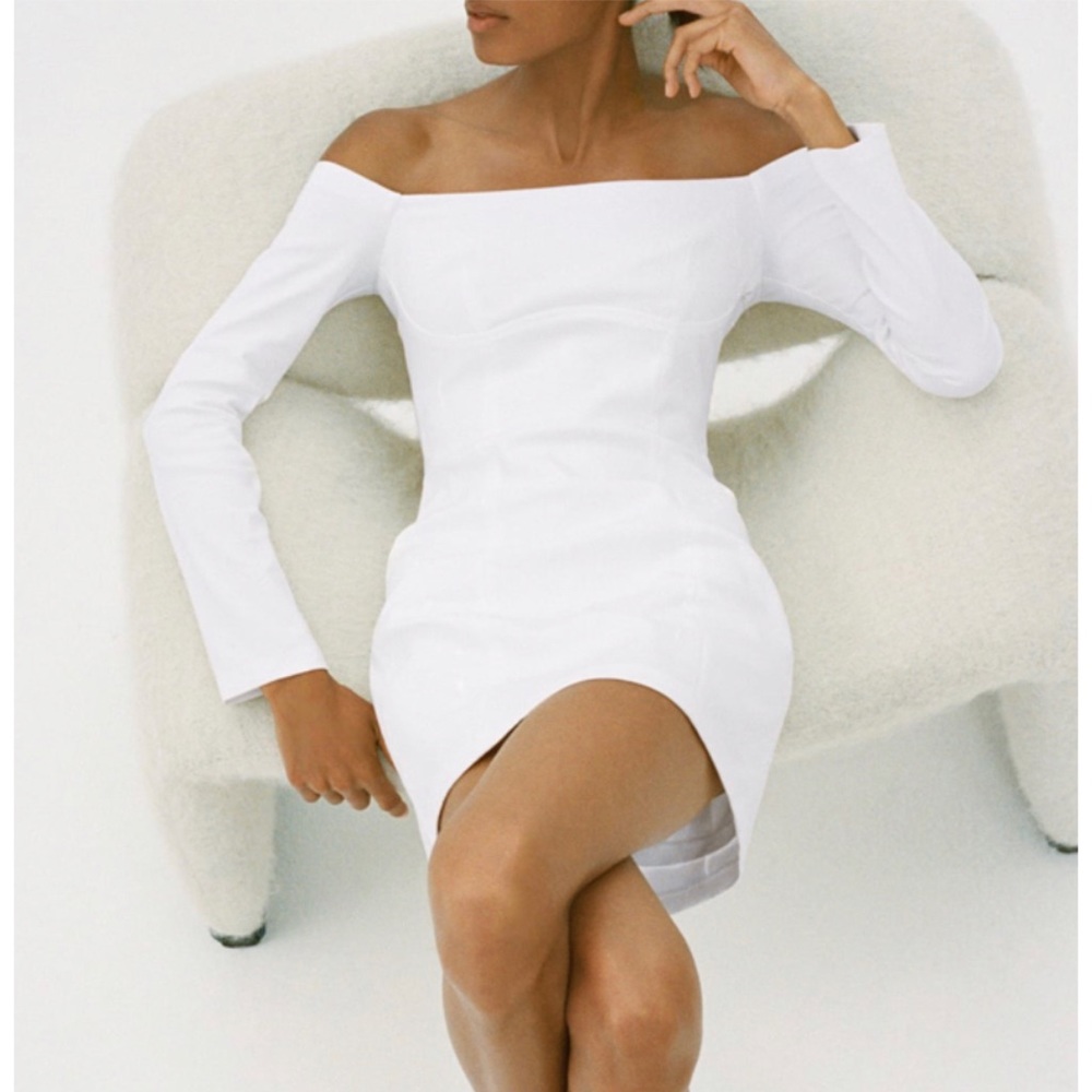 NEW Zara TRF Off Shoulder Long Sleeve Fitted Dress